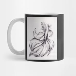 Belladonna - Charcoal pencil drawing of a Betta Fighting Fish Mug